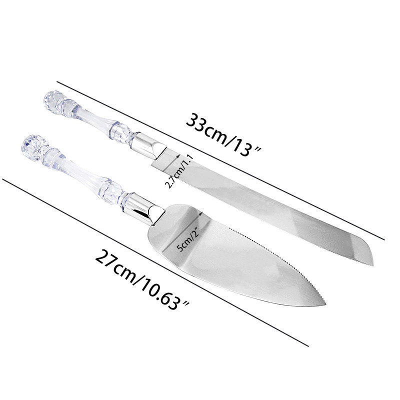 2 st bröllopstårta spade kniv server set rostfritt stål tårtspatel födelsedagsfest verktyg kökstillbehör akryl handtag