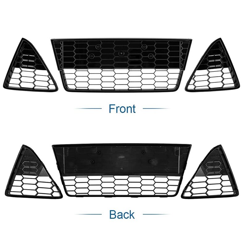 3Pcs Car Honeycombed Front Bumper Lower Grille Grills for Ford Focus