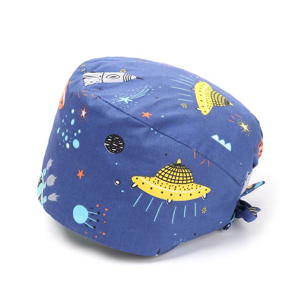 1PC Cotton Scrub Cap Adjustable Elastic Printing Hat Bouffant Head Cover Kitchen Hat With Sweatband Hair Accessories for Unisex: 21