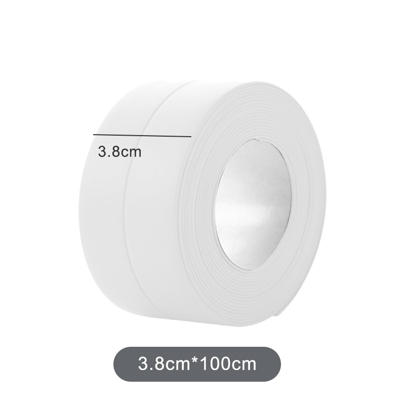 Bathroom Stickers Shower Sink Bath Sealing Strip Tape White PVC Self adhesive Waterproof Wall Sticker for Bathroom Kitchen: white 3.8x100cm