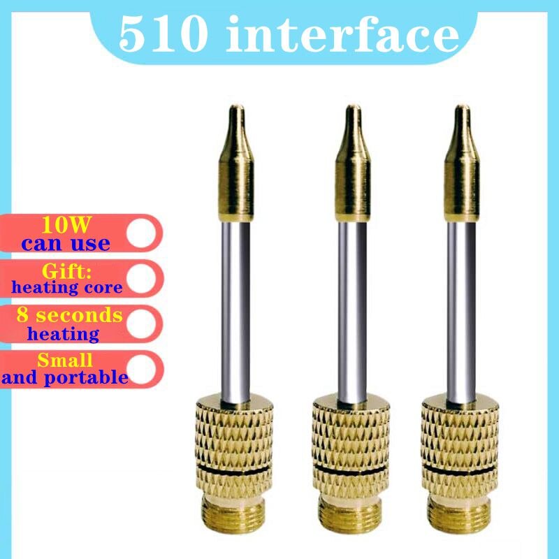 Punta de soldador de 8-15W, universal para Punta de soldador de carga inalámbrica USB, interfaz de rosca 510, núcleo de calefacción de repuesto gratis