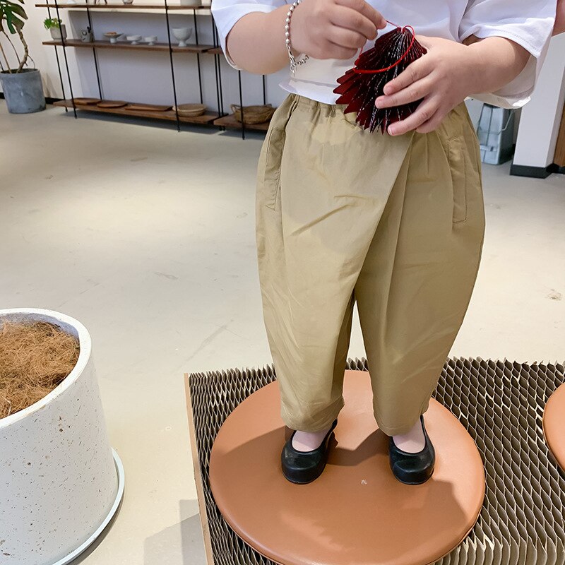 Dzieci szarawary 2021 wiosna nowa wersja koreańska chłopcy i spodnie dziewczęce w stylu zwykły dzieci luźne spodnie niemowlę maluch ubrania: khaki / 3 t