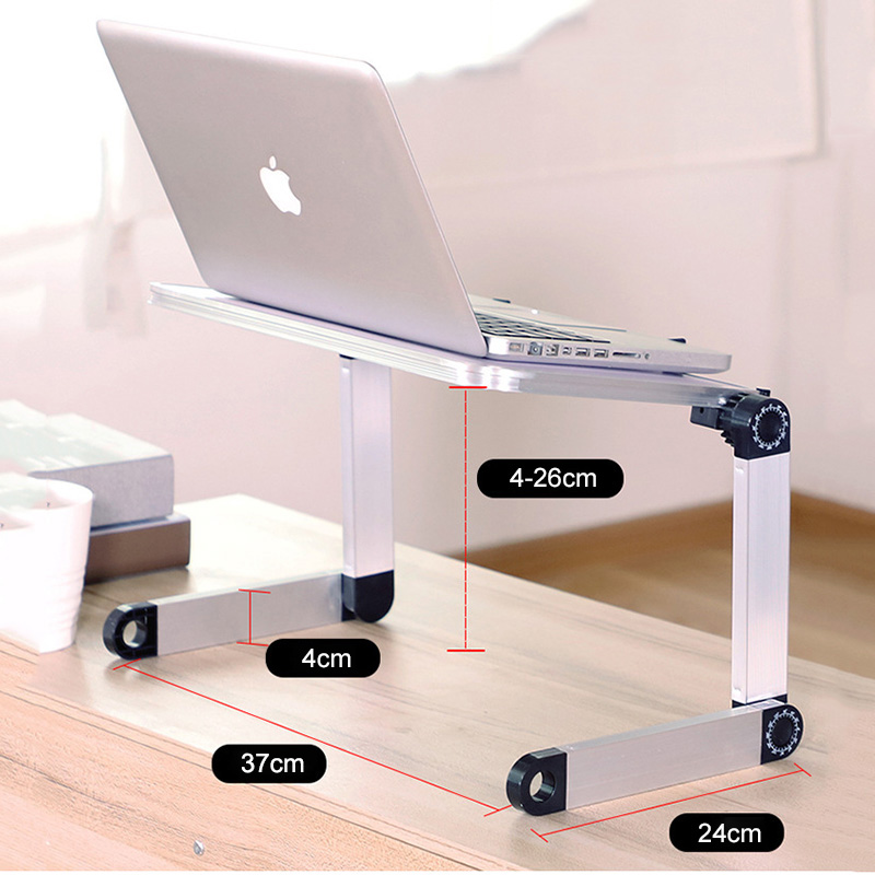 Tragbarer klapptisch aus aluminiumlegierung, betttischständer, ergonomische notebook-laptop-computerhalterung für 11-17- zoll-notebook-pc