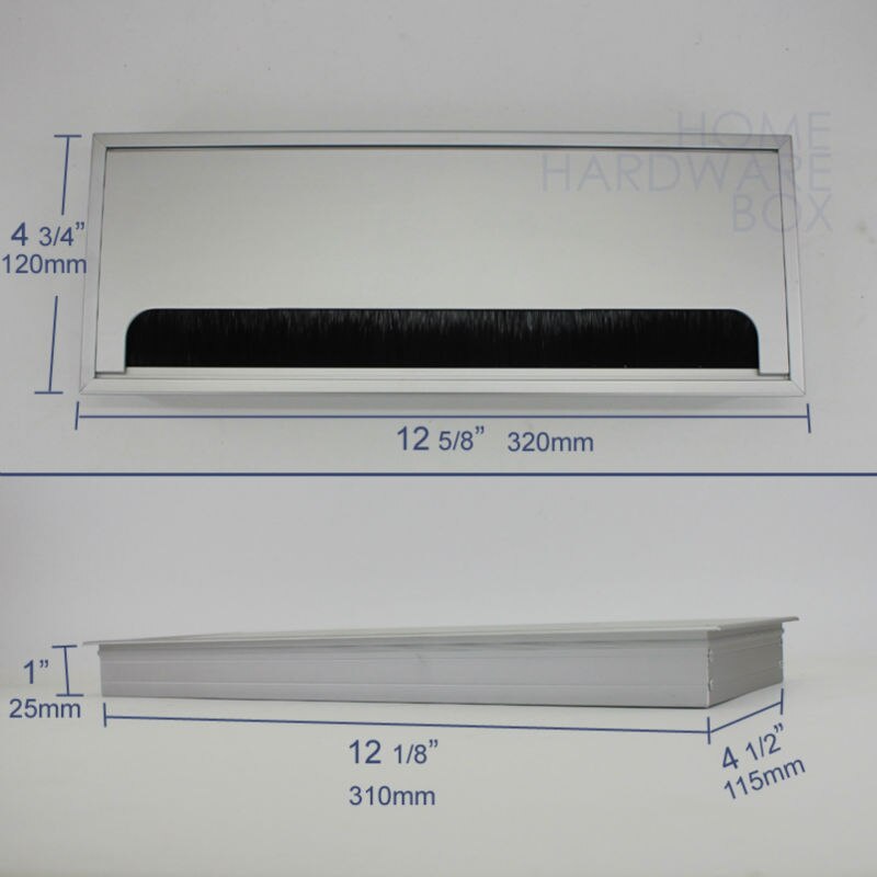 Bordtrådadgang aluminium gennemføring bordplade hul flip dækning støvbørste plastikboks