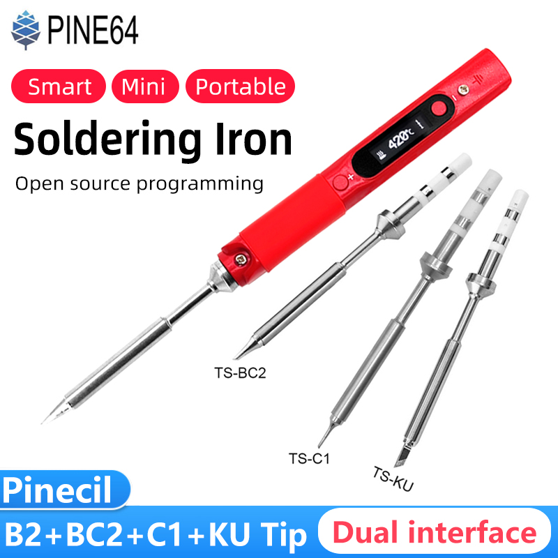 Pine64 Intelligent Constant Temperature Type-C DC5525 Portable Electric Mini Smart Soldering Iron Pinecil B2 BC2 KU C1 Tip