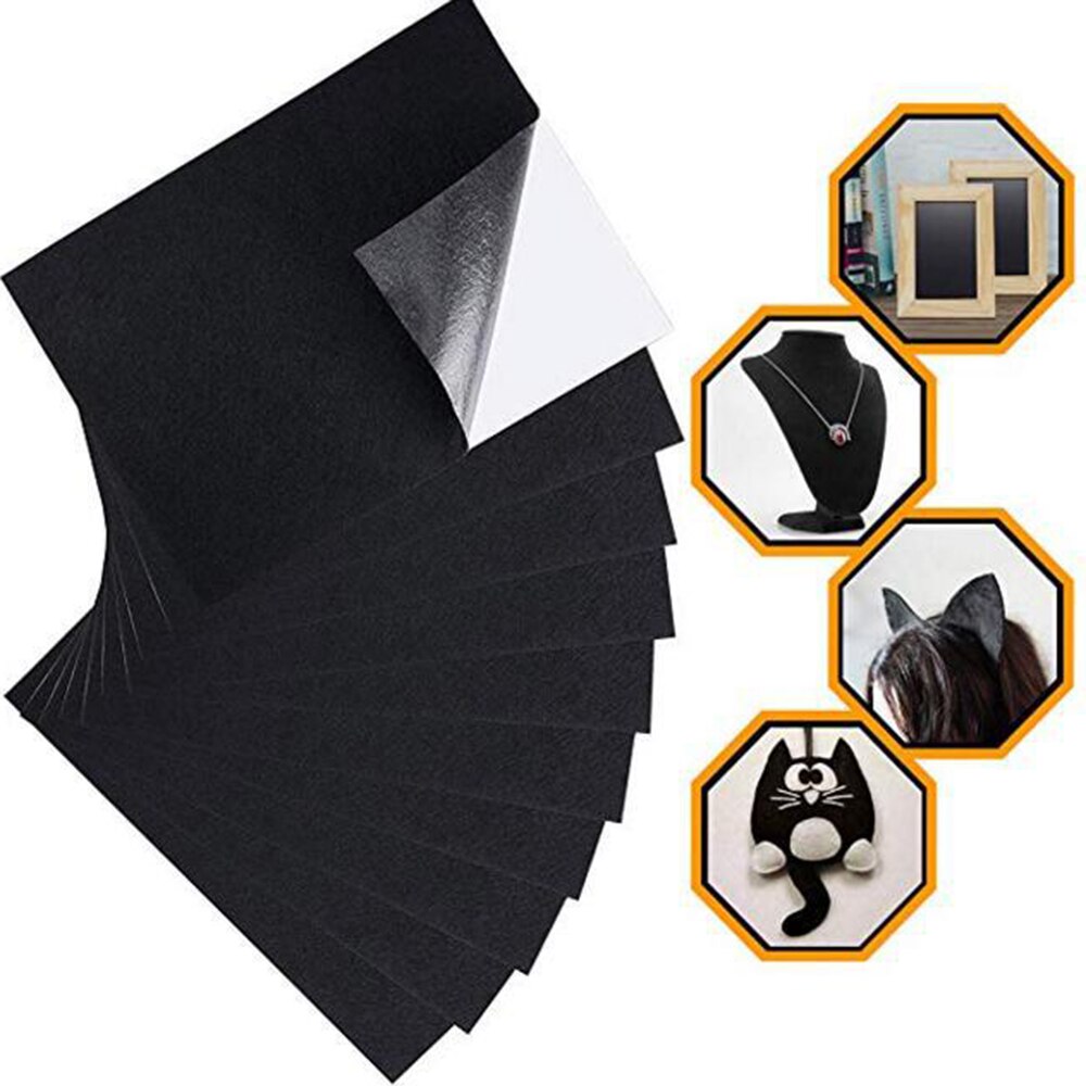 Sorte filtstof klæbende ark med klæbrig lim tilbage til kunst & håndværk smykkeskrin liner møbler beskyttelsespuder