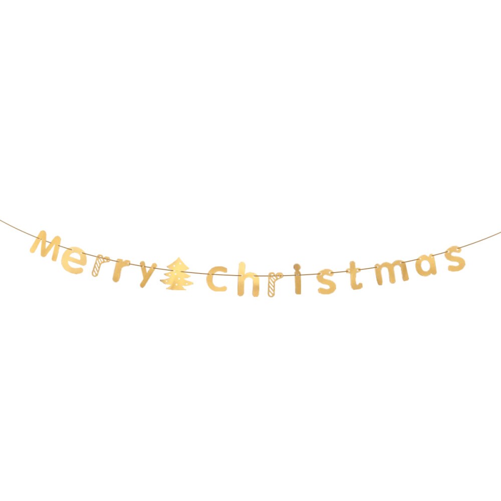 3 meter god jul brev krans bunting banderoller flaggor julgran hängen dörr och vägghängande dekoration ornament hem: Gyllene