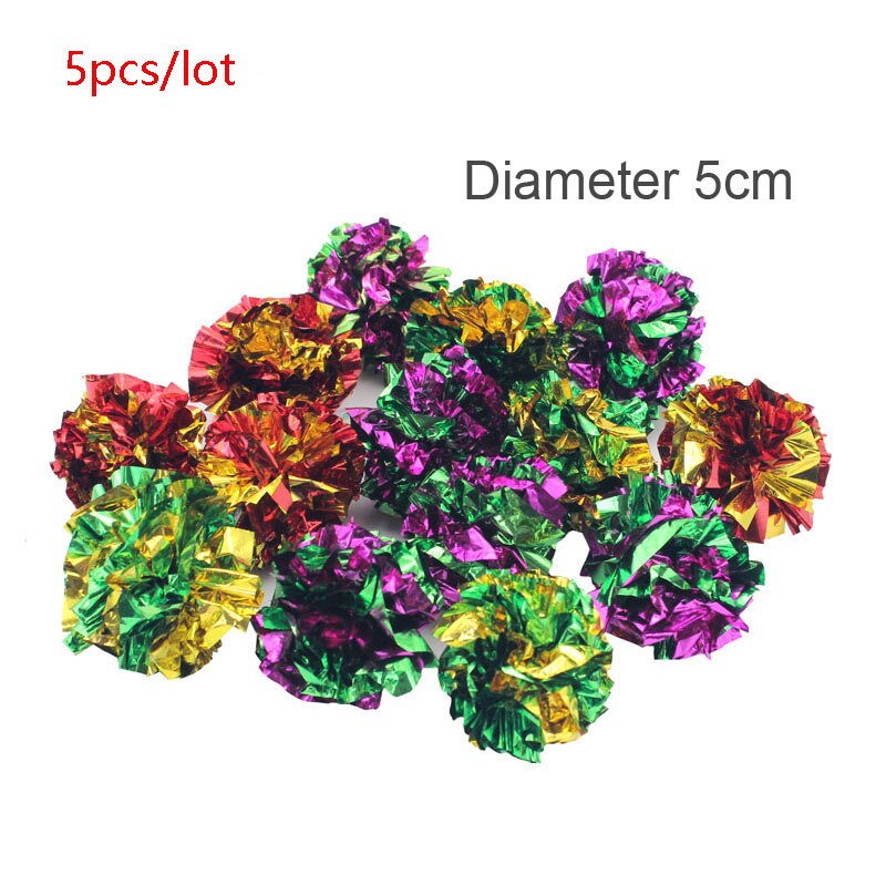 pawstrip 5pcs/lot Cat Ball Toy With Jingle Bell Inside Kitten Toys Pet Cat Teaser Colorful Balls Toy For Cats Diameter 3.5 cm: Crinkle Ball