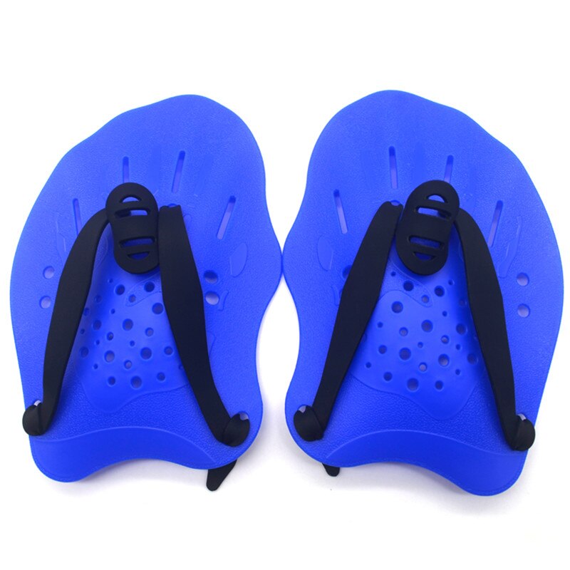 Swimming Paddles Training Adjustable Hand Webbed Gloves Pad Fins Flippers For Men Women Kid: blue