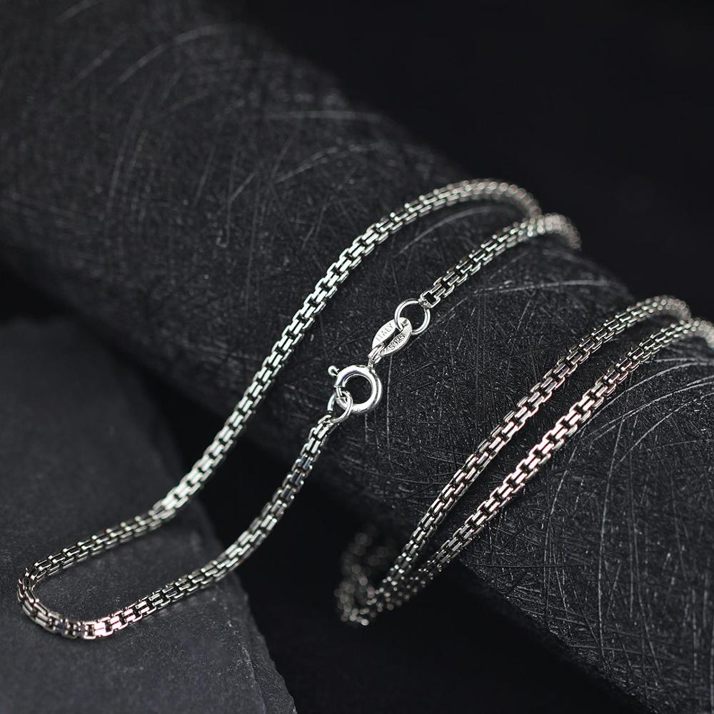 Bocai Effen S925 Sterling Zilveren Sieraden Thai Zilveren Handgemaakte Dames 2.0Mm Carve Dubbele Box Ketting 925 Zilveren Vrouw ketting