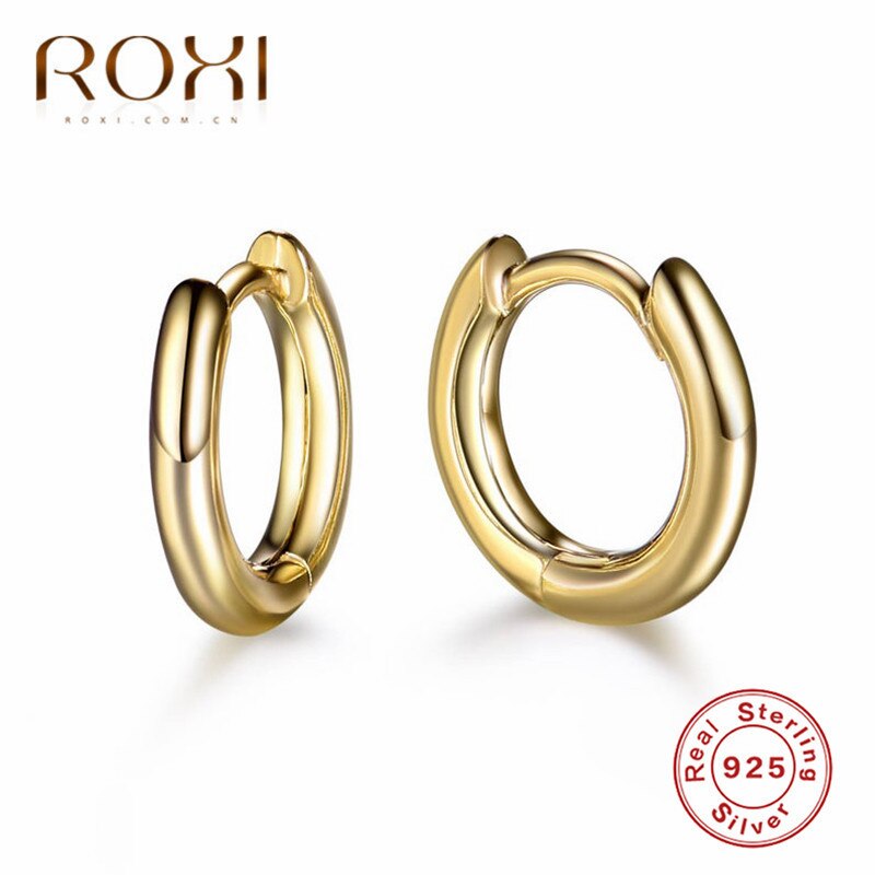 ROXI 925 de plata esterlina pendiente Simple de pequeña ronda pendientes círculo pendientes para las mujeres joyas de oído hebilla pendientes