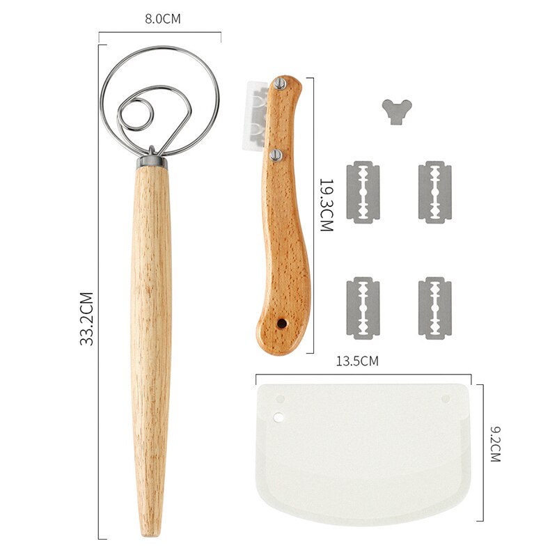 Bread Baking Tool Set Bread Scraper Dough Whisk Dough Scraper for Bread Cake Pizza MSU88