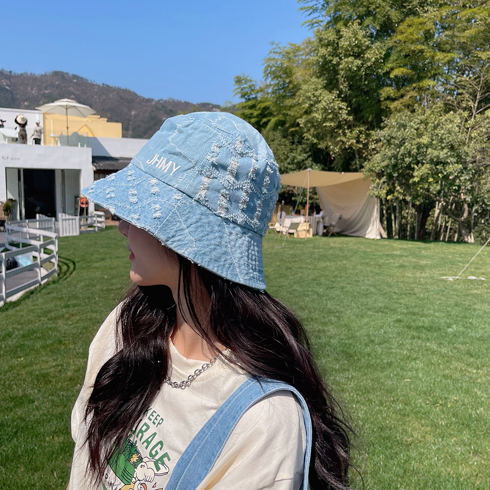 Patchwork sun hats cowboy hats Bucket hat straw cowboy hat Women's bucket hat Cowboy clothes women's hats for men hip hop caps: sky blue