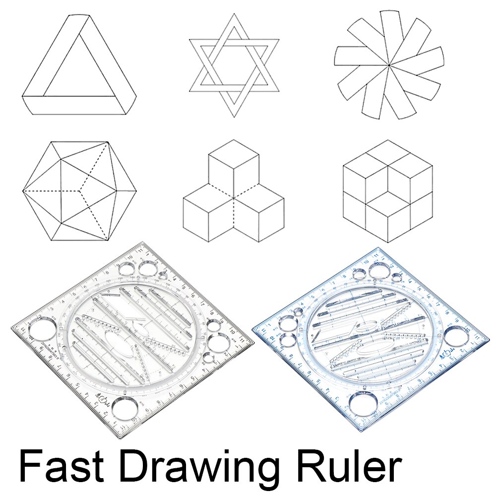 Règles de Kaleidoscope géométrique, modèle de dessin rapide, couture, Patchwork, règle de mesure, pour l'école et le bureau, 1 pièce