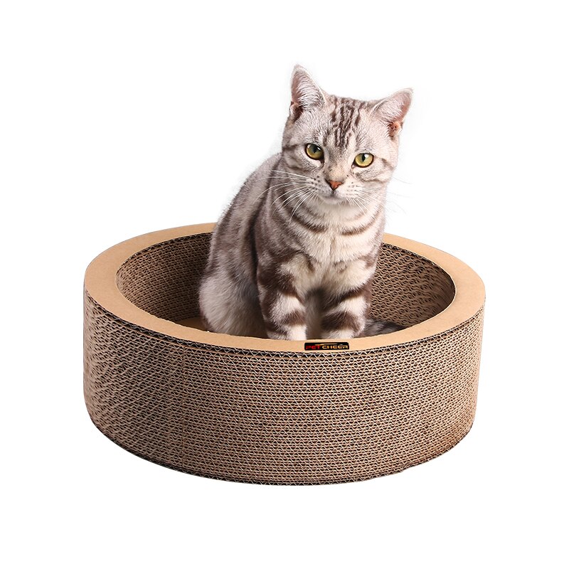 Plain Round Bowl-Cat Scratcher Fat Cat Bed Round 40cm diameter Cardboard Paper Cat Toy Scratching Pad