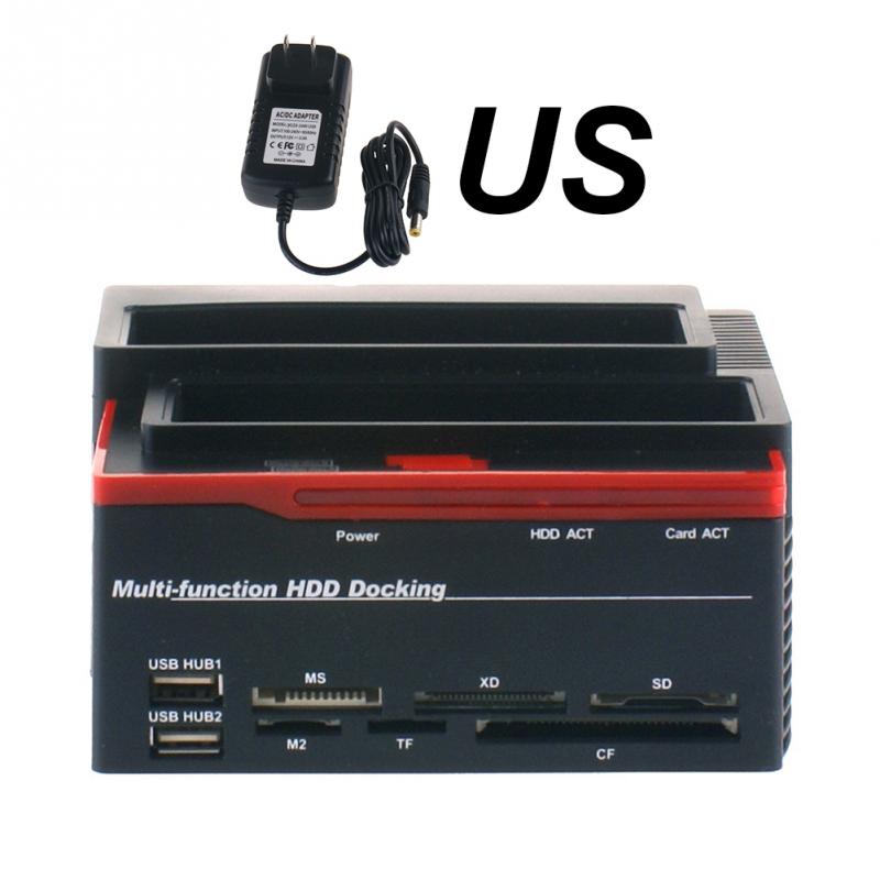 Alles In Een Hdd Docking/Dock Station Hd Dual Sata Ide Naar Usb 2.0 2.5 3.5 Externe Harde Schijf reader Behuizing Case Hd Box: Plug US