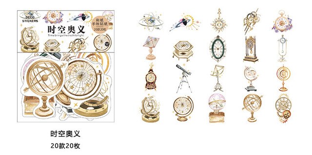 20-40 st/lot vintage tid och utrymme betyder klistermärke dekoration klistermärken diy för hantverk dagbok scrapbooking planerare etikett klistermärke