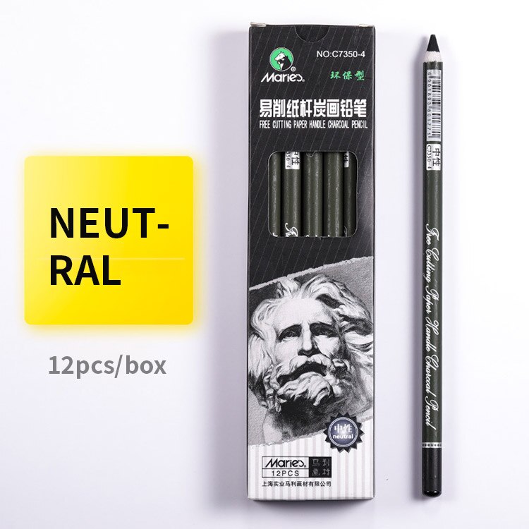 Marie's 12Pcs/set Sketch Charcoal Pencil For Painting Soft Pencils Drawing Lapiz Set Stationery School Pencils For Students Art: 12pcs neutral soft