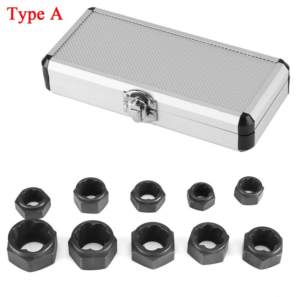 10 pièces/lot endommagé boulon écrou dissolvant de vis extracteur ensemble de retrait filetage outils Kit pour 9mm à 19mm tête écrous extracteur ensemble