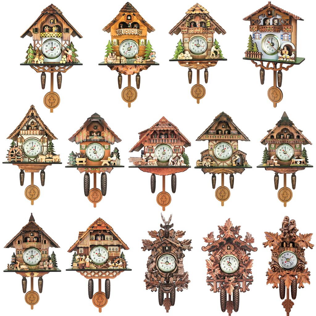 European Pastoral Wooden Cuckoo Wall Clock for Living Room Bedroom Decoration