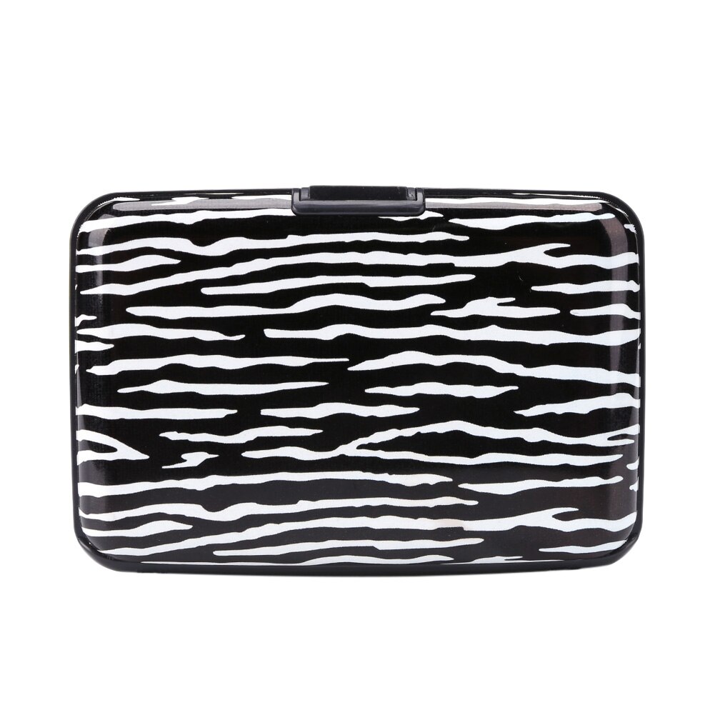 Zebra Bank Karte Halter RFID Aluminium Brieftasche Karte Protector Geldbörse Business Kredit Mini ID Karte Halter: Black