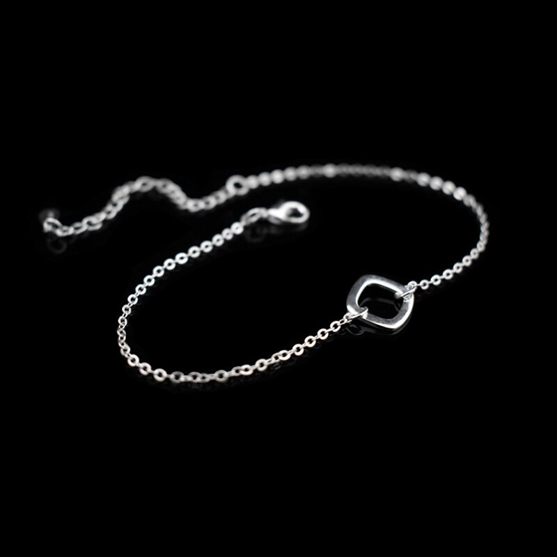 Neue 925 Sterling Silber Kette Fußkettchen Quadrat Anhänger Einfache Fuß Kette Frauen & Mädchen Schmuck Fußkettchen Armbinde