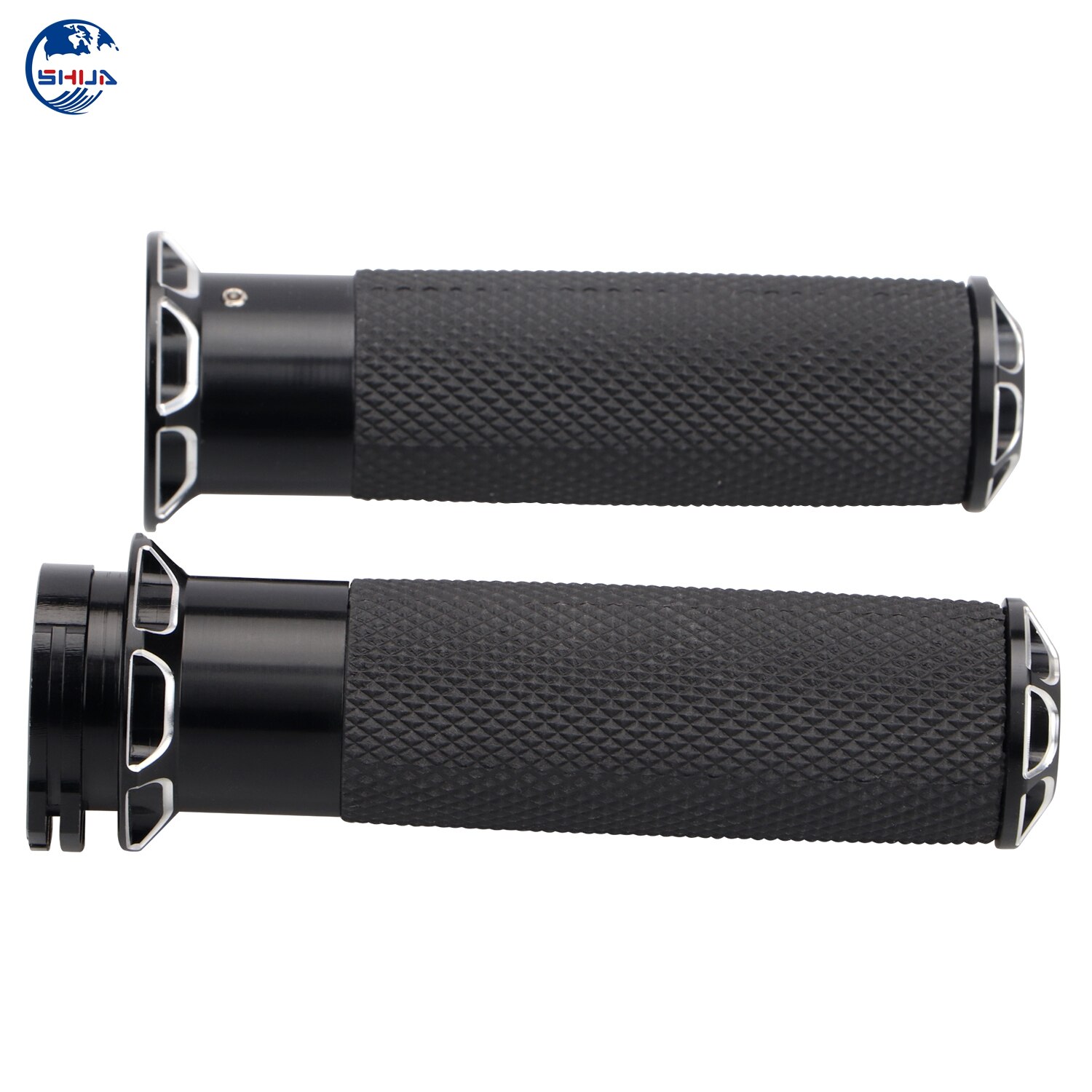 Billet Aluminium Rubber Zwart 1 "Stuur Hand Grips Voor Harley Touring Road King Dyna Fat Bob Softail Sportster Xl 1200