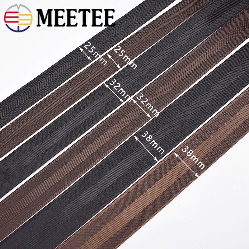 Meetee 5 meter 20-50mm polyester nylon webbing tape sikkerhedssæde bånd rygsæk kæledyr rem bælte omsnøring blonder bias bindende tape