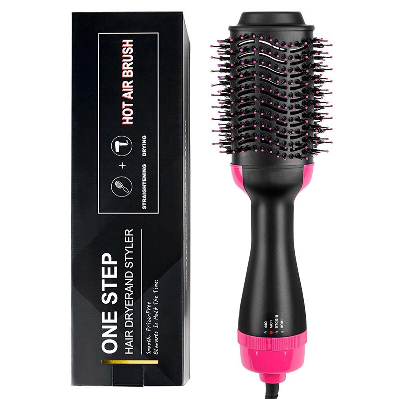 Cepillo secador de pelo, cepillo de aire , voluminizador, secador de pelo, alisado, rizado, salón, secador de iones negativos: Red-Black / UK