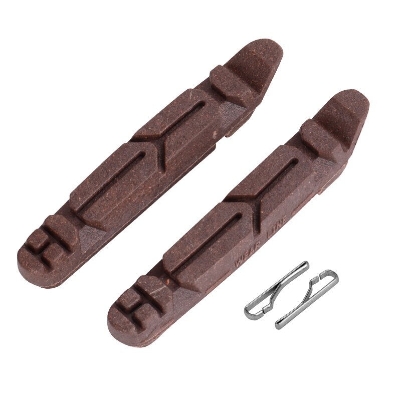 Deemount 1 Pair Carbon Rim Brake Pads Road Bike Caliper Braking Inserts for Carbon Wheel Low Ri Wear Low Noise All Weather Use: 1 Pair BRK014 Brown