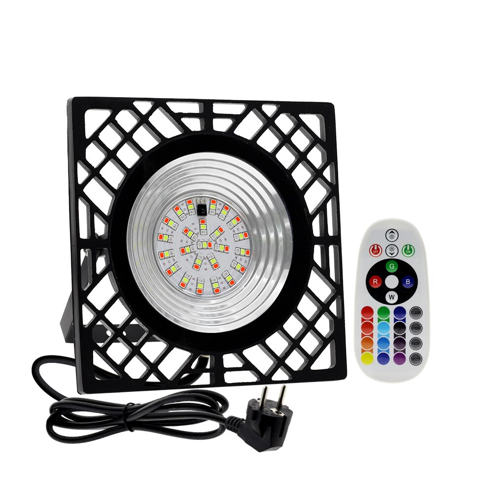 RGB LED Floodlight With Remote Control AC220V Outdoor Lighting IP66 Waterproof Led Spotlight Projector Streetlight Street Lamp: Black - With EU Plug
