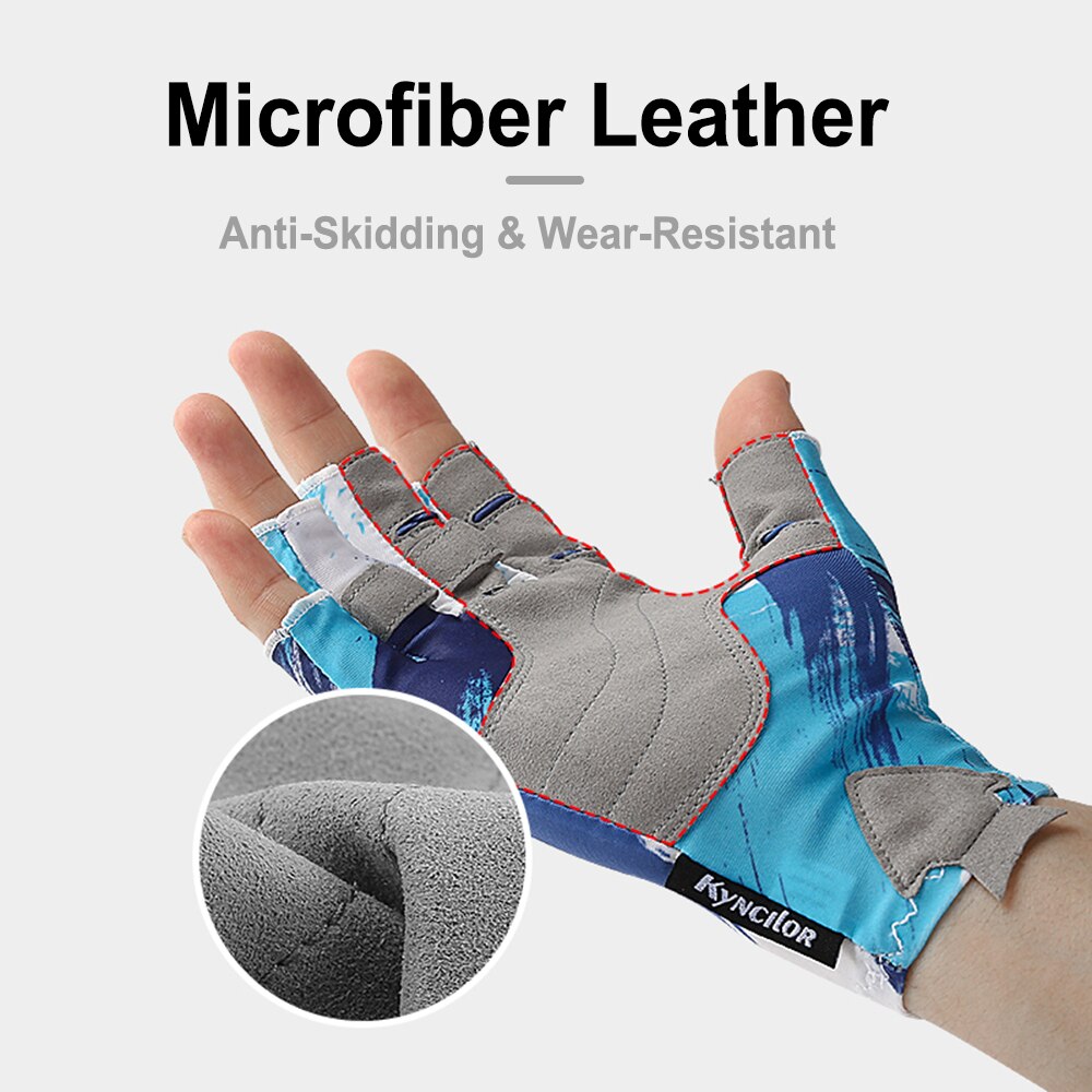 Kyncilor Vissen Handschoenen Mannen Vrouwen Ademend Slijtvaste Sneldrogende Vingerloze Microfiber Leer Vissen Handschoenen Fietsen