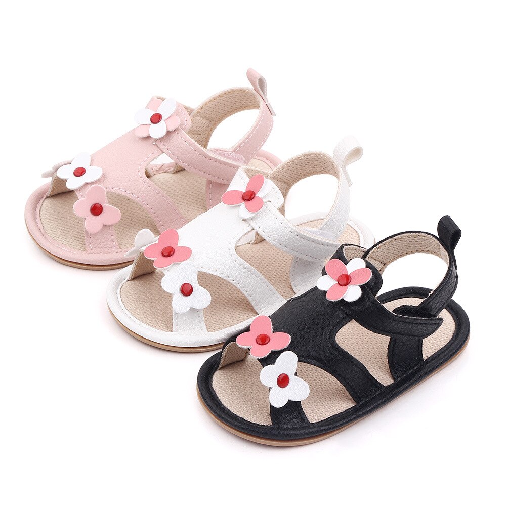 Mode Baby Meisje Sandales Pasgeboren Zomer Schoenen Peuter Prinses Rubberen Zool Bloemen Flats Voor 1 Jaar Baby Lederen Sandalen