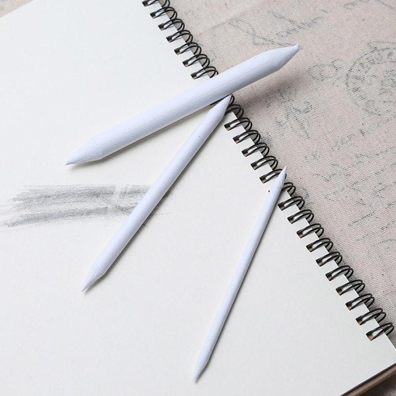 Pincel de dibujo para difuminado Tortillon tocón, herramienta de 3 tamaños para dibujar sombras de arroz blanco, Arte Artístico, blanco, T8A0