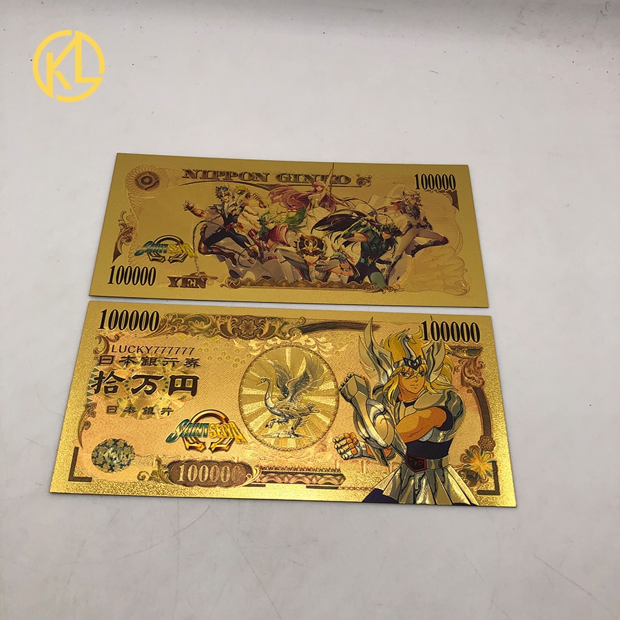 Saint Seiya – billets de banque en or, dessin animé japonais, cartes en plastique, amusant