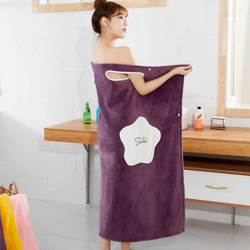 Shower Female Soft Bath Bath And Sauna Towels Bathroom Wearable Microfiber Bathrobe Woman Towel For Adults For Home Textiles: Purple