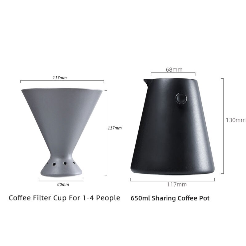 Ceramic Coffee Filter Set Hand Brew Coffee V60 Dripper 650ML Coffee Pot With Filter Cup Household Pour Over Coffee Maker: 1Set