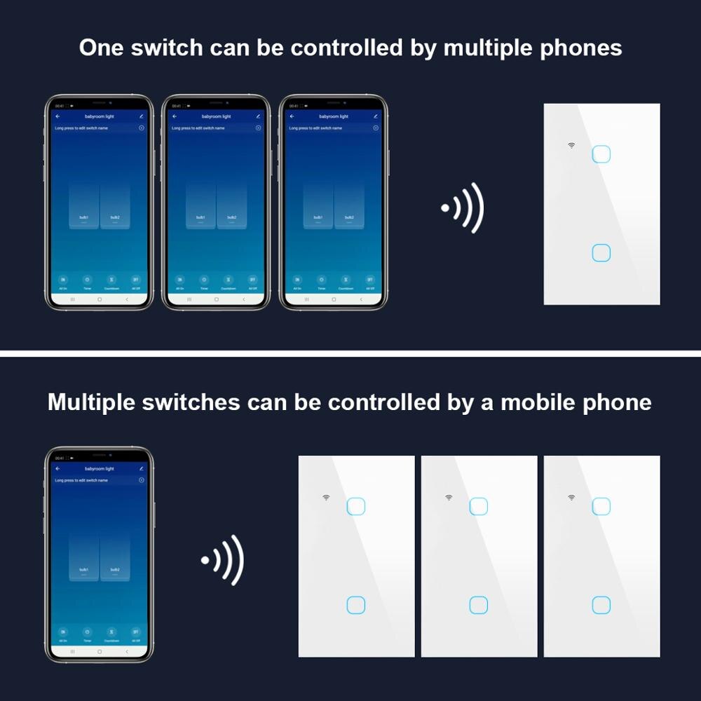 Tuya Alexa Wifi App Smart Wifi Google Home Licht Schakelaar 110V 220V Eu Us Type Neutrale Draad Is nodig