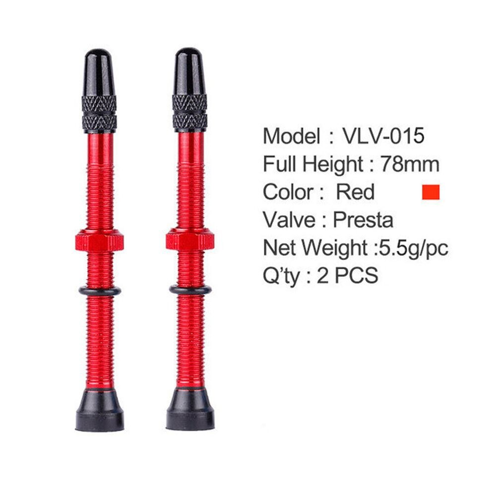 1 Paar Fiets 48/60/78Mm Presta Ventiel Voor Road Mtb Fiets Tubeless Banden Messing Kern Legering stem Tubeless Kit Compatibel: 78mm	red