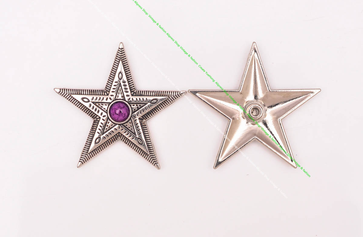 10 Stk/set Antiek Zilver Western Cowboy Bloem Ranger Ster Leathercraft Riem Zadel Accessoires Paars Bead Concho Screwback