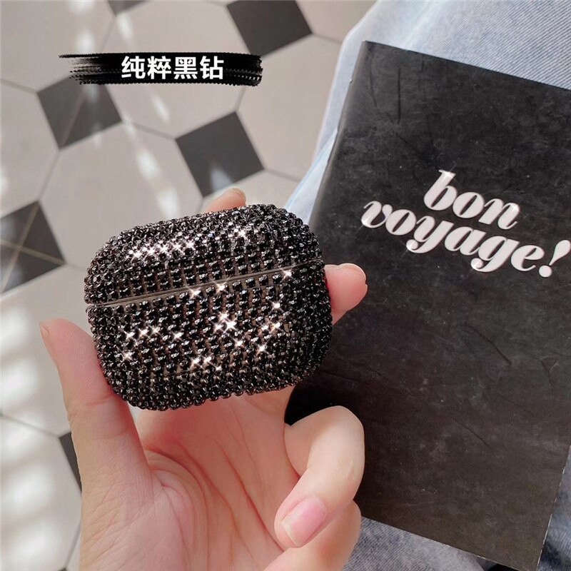 Di Lusso 3D Cristallo Del Diamante di Scintillio Del Trasduttore Auricolare Bluetooth Caso Dura di Caso per Airpods Pro 3 Aria Baccelli Pro La Copertura Wireless di Ricarica box: all black