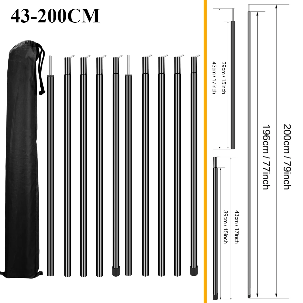 Zestaw 2 masztów namiotowych robić plandeki Regulowane maszty kempingowe Składany maszt namiotowy robić wędrówek z plecakiem Markiza Namiot Schronienie
