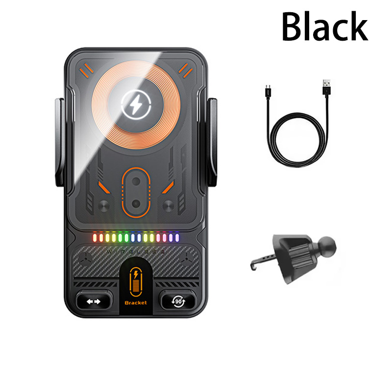 Soporte de teléfono inalámbrico para coche de 15W, soporte de teléfono de inducción infrarroja de carga rápida inalámbrica, Universal transparente para iPhone Xiaomi: Negro