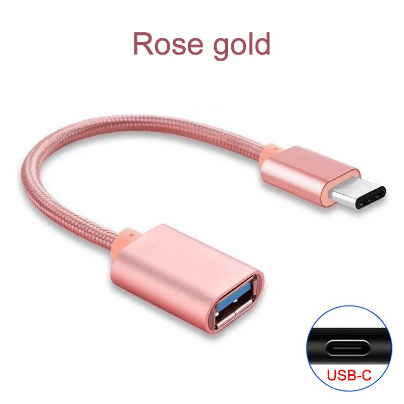 USB al tipo-C OTG adaptador de Cable para Samsung Galaxy Nota 8 9 10 20 S8 S9 S10 S10E S20 S21 Plus Ultra Lite + 5G USB-C OTG convertidor: Rose gold