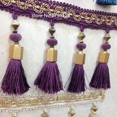 ! 5 Meter/12 Cm Lange Tassel Fringe Voor Gordijnen Lint Kant Accessoire Naaien Latin Jurk Kledingstuk Gordijn Accessoires: purple