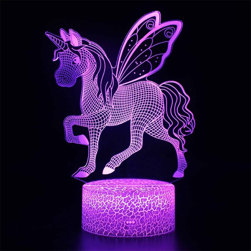 Linson 3D eenhoorn Led Licht eenhoorn Dier Lamp Led Nachtlampje USB Bureau Tafellamp Luminaria Home Decoratie Kinderen Speelgoed
