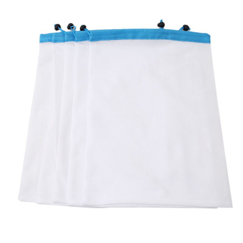 Bolsas de malla de algodón para verduras, bolsa de almacenamiento de malla de algodón reutilizable, para la compra de frutas y cocina, con cordón: L 30x43cm