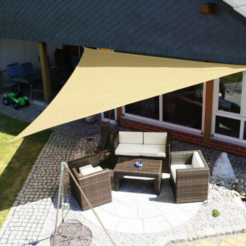 Waterproof Sun Shelter large Triangle Sunshade Protection Outdoor Canopy Garden Patio Pool Shade Sail Awning Camping Shade Cloth: Cream 3.6x3.6x3.6m