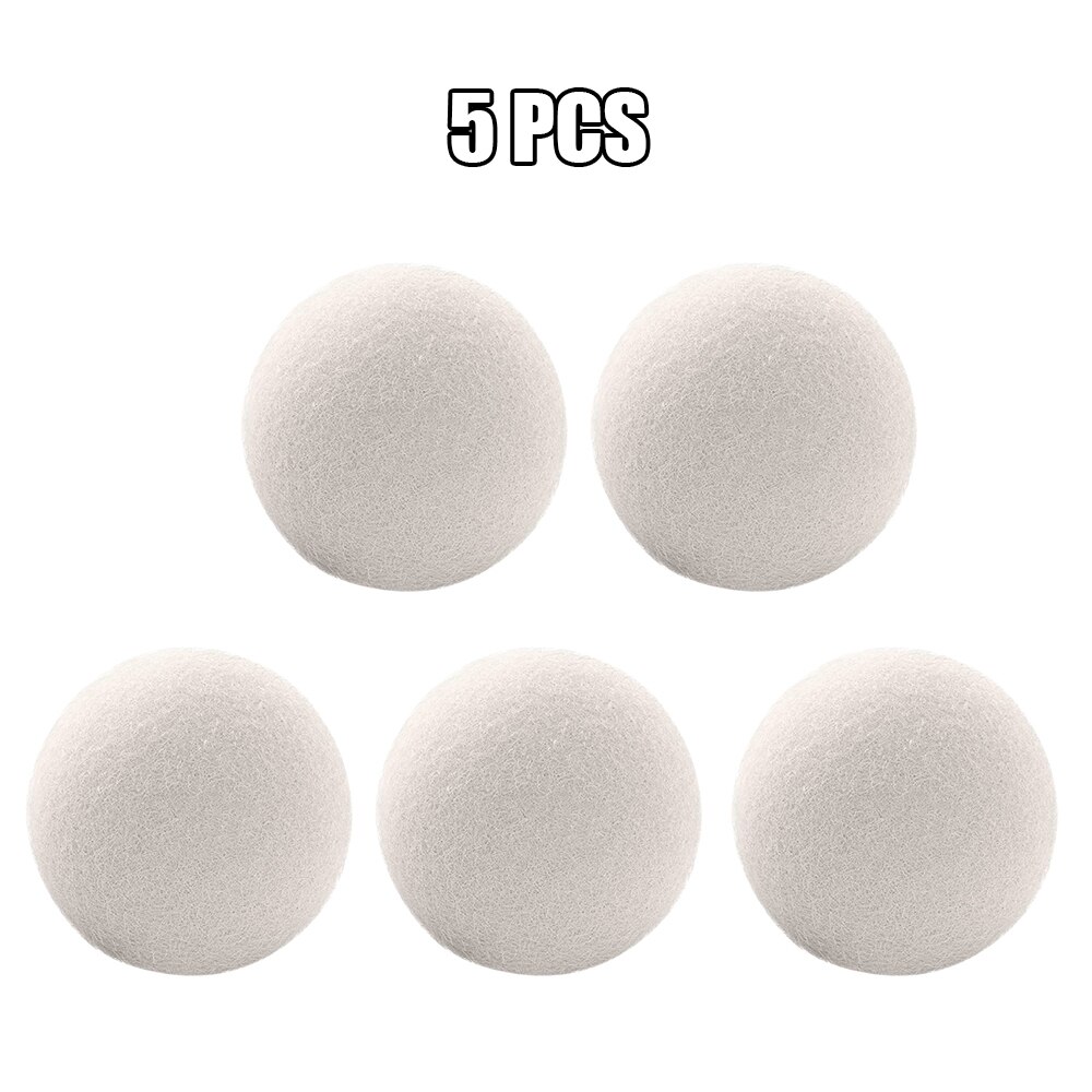 Bolas de secador de lana reutilizables, suavizador de ropa, Bola Especial para el hogar, antienredos, para secar la ropa, 5CM: 5 PCS 5 CM