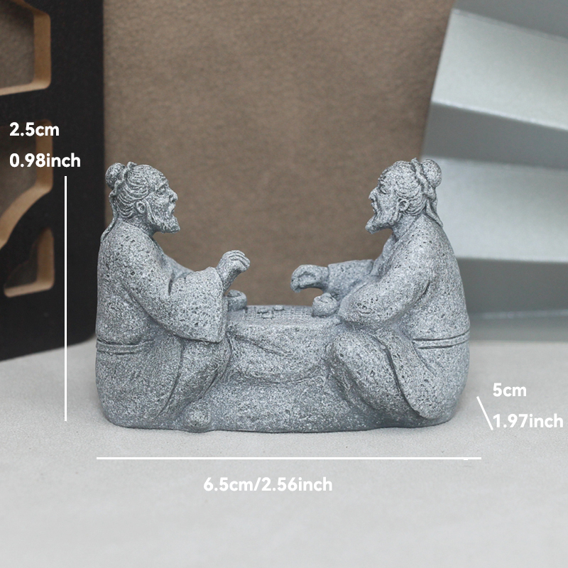 Figurita de piedras de arena de ajedrez, juego de pescador antiguo en miniatura, adornos para acuario, bonsái de jardín de hadas, decoración de habitación de paisaje de rocalla: Verde claro